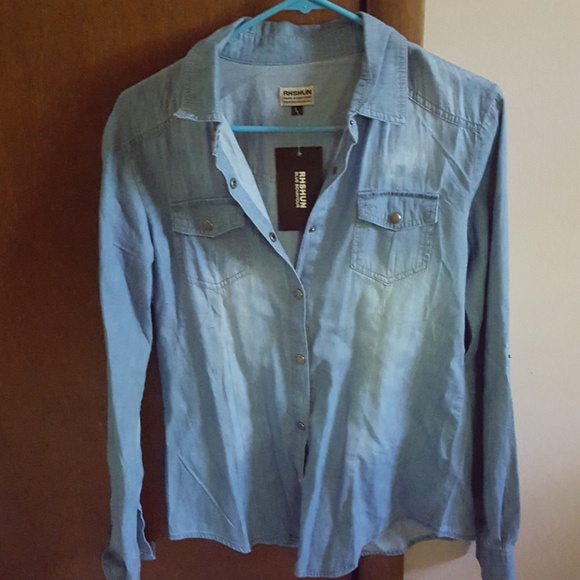 Rhshun Tops - Chambray denim jean shirt